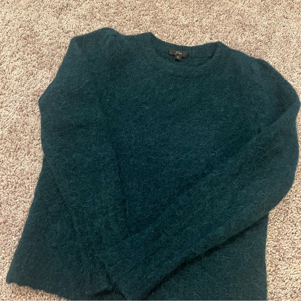 {J.Crew} Teal Alpaca Merino Wool Crew Neck Sweater - Picture 3 of 7